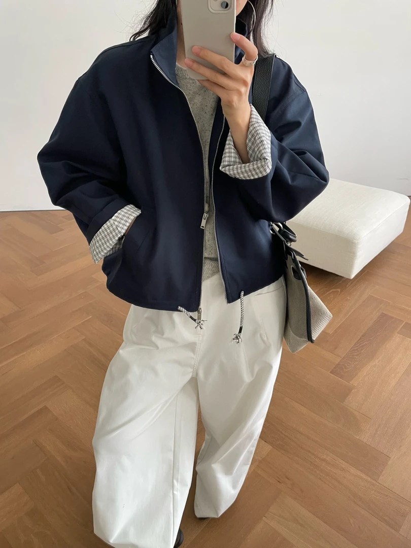 FUJIA STYLE新款时尚百搭简约气质休闲纯色立领外套L98317