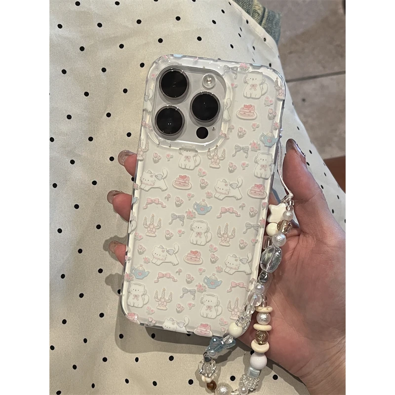ins白猫蝴蝶结适用于苹果15promax手机壳iphone16promax/14/13/12