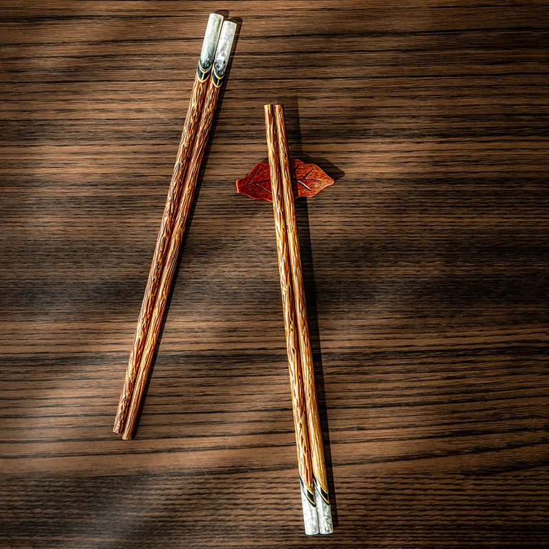 小悠家 高档中式木筷手工镶嵌贝壳筷子天然实木筷高颜值防滑木筷