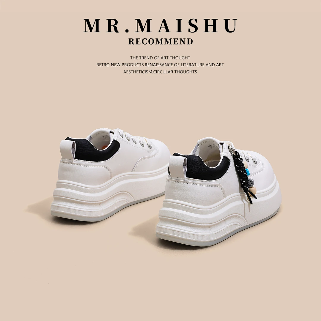 厚底小白鞋女款2025秋季新款女鞋真皮百搭休闲运动鞋轻便增高板鞋