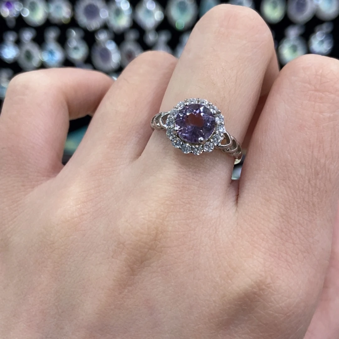 紫晶戒指银S925镶嵌