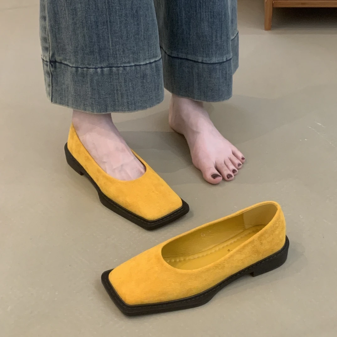 设计感小众单鞋女2025法式复古简约百搭方头浅口学院风JK乐福鞋