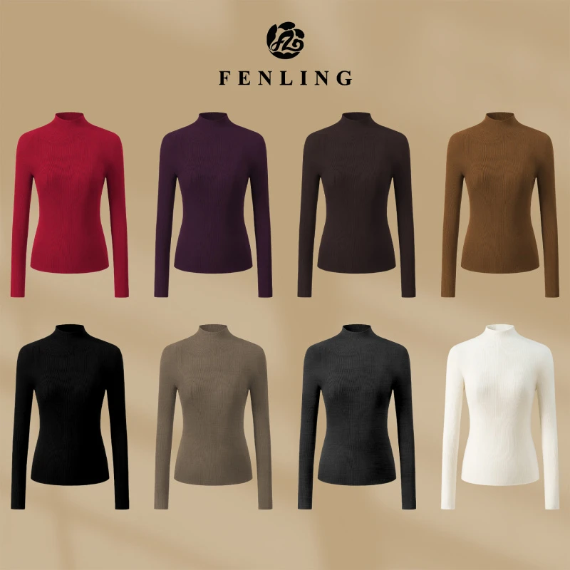 芬领-知秋-进口精纺纱线100%超细美丽诺绵羊毛圆领长袖气质时尚SY