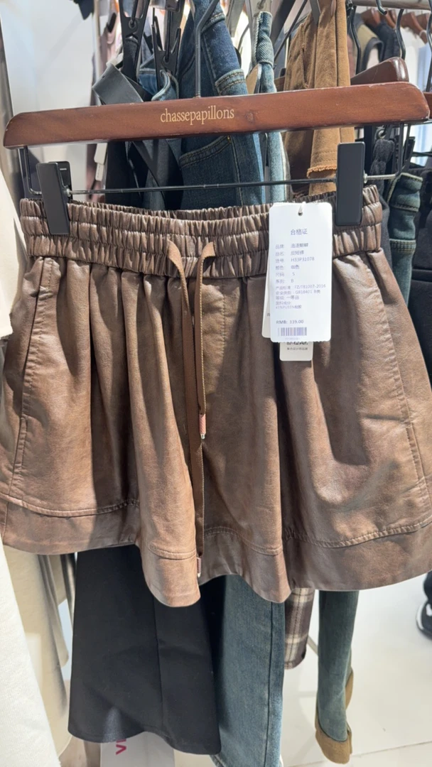 阔腿裤秋季高腰短裤咖色五分水洗卡其夏季宽松舒适时尚