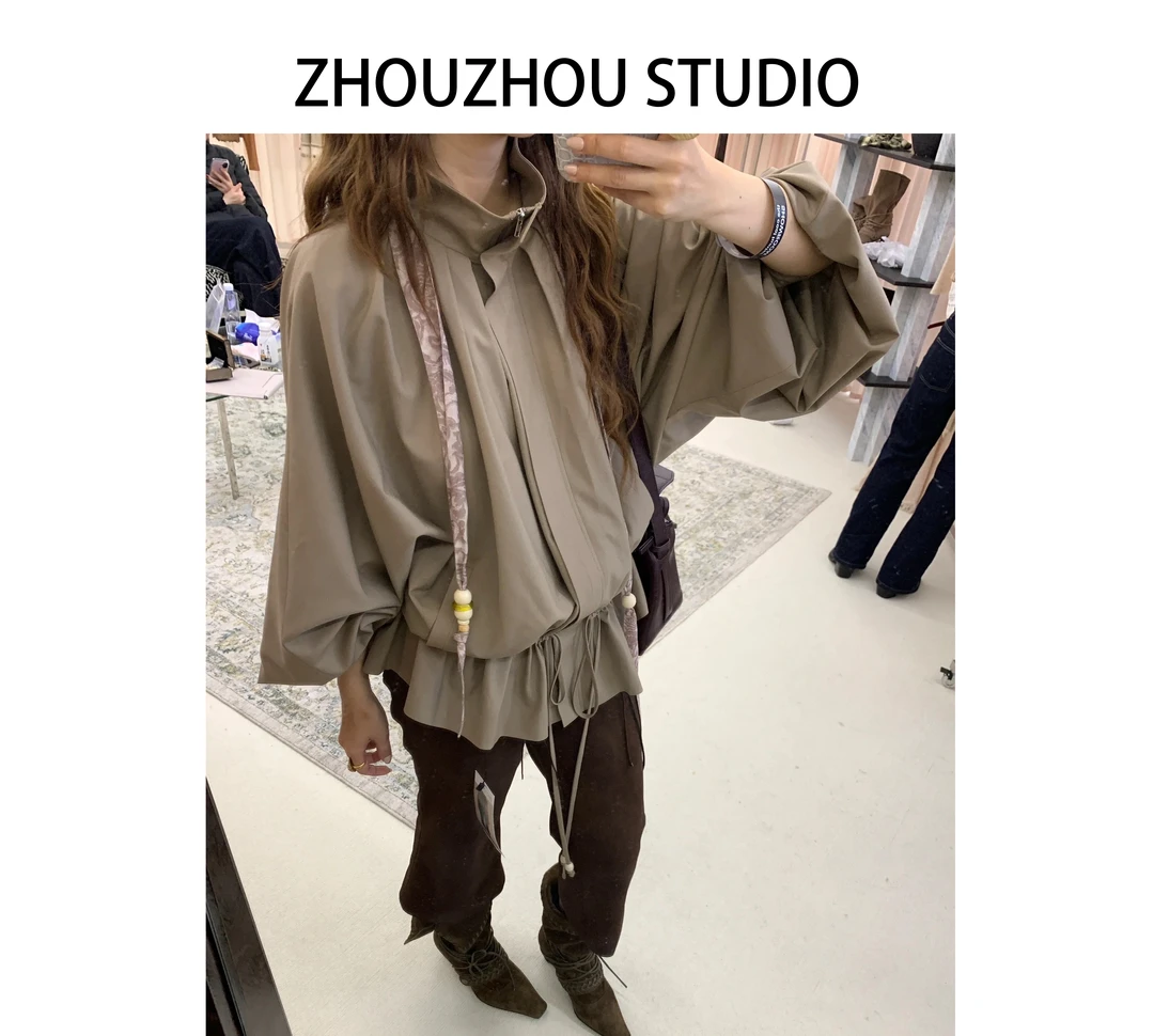 【ZHOUZHOUSTUDIO】25FW设计师木珠丝巾收腰外套裙子套装