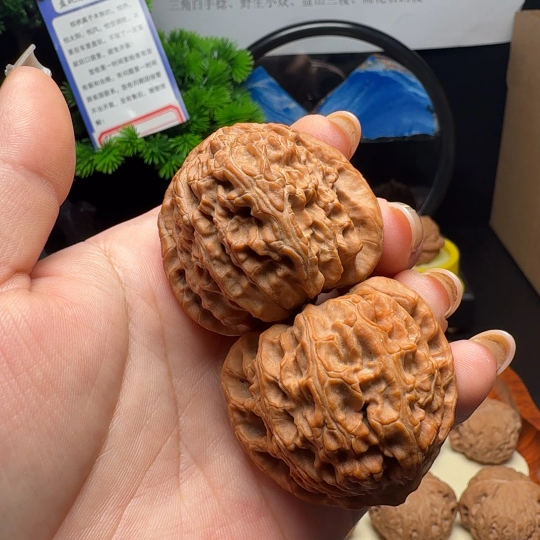 欣***贝吊坠文玩核桃全品三角白42