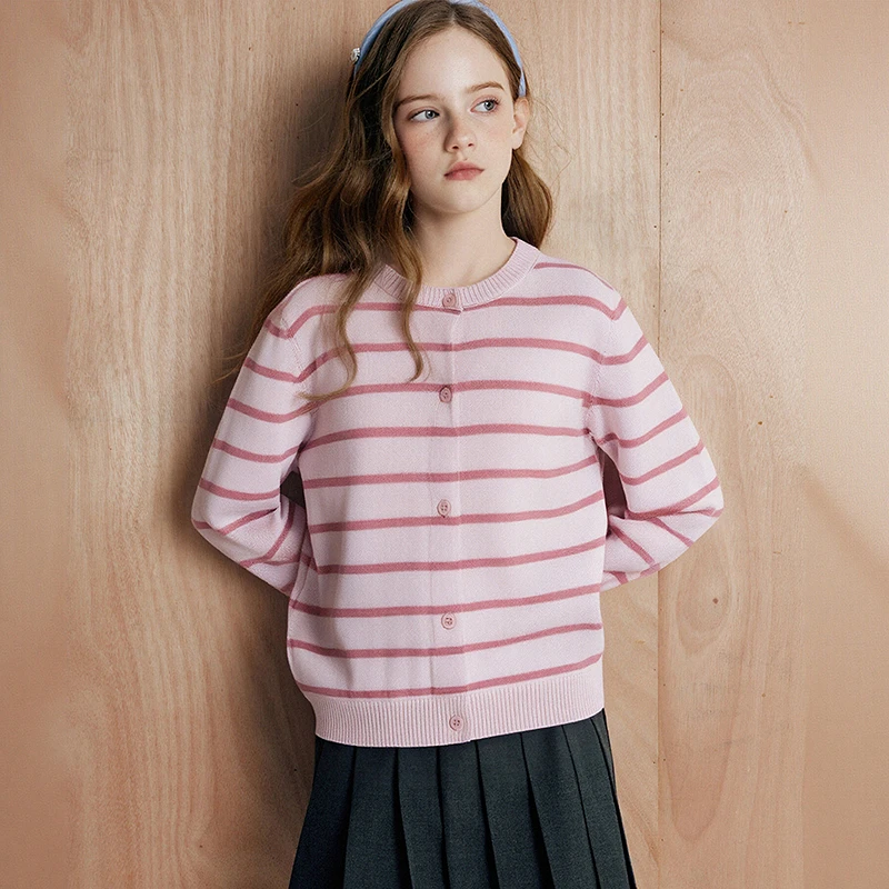 【三季款】笛莎女童春秋纯棉长针织开衫儿童百搭保暖外套-832412505