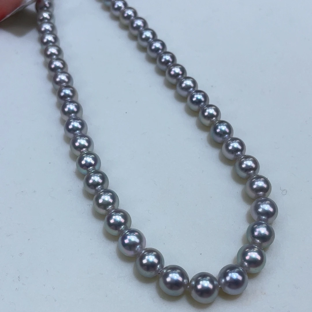 海水珍珠7/7.5正圆爆亮海水真多麻银S925镶嵌