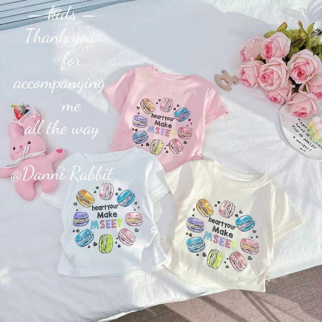 夏季时尚百搭修身印花女童T恤打底衫 D-AB242