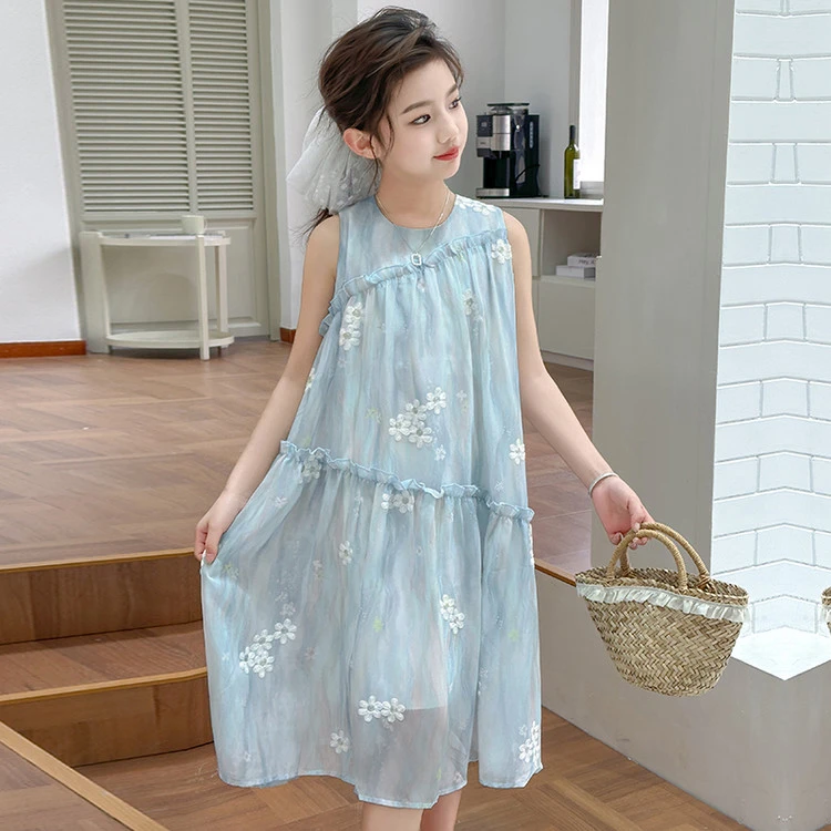 女童夏装公主裙2025新款雪纺裙子女大童夏季背心裙儿童夏天连衣裙