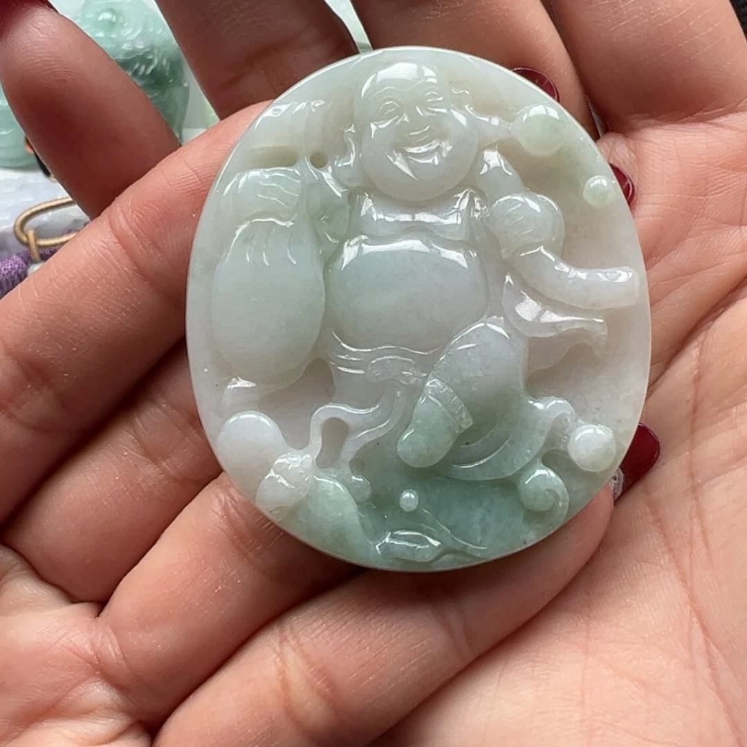 翡翠颈饰未镶嵌逍遥布袋佛