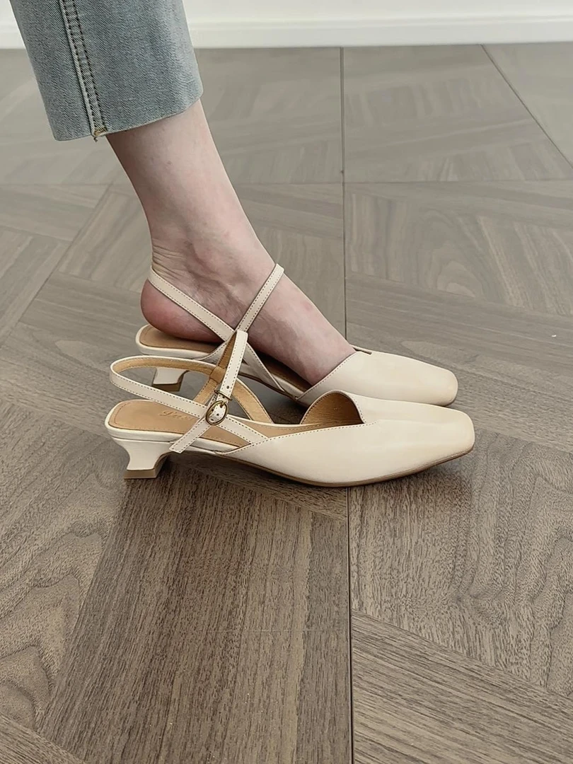 ZHZG｜ 复古风包头粗跟包头凉鞋时装凉鞋单鞋时尚一字带