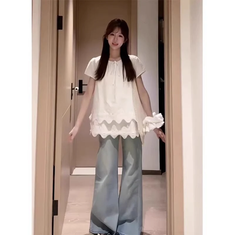 大码微胖mm纯色上衣女ins夏季新款设计感小众显瘦遮肉别致短袖t恤