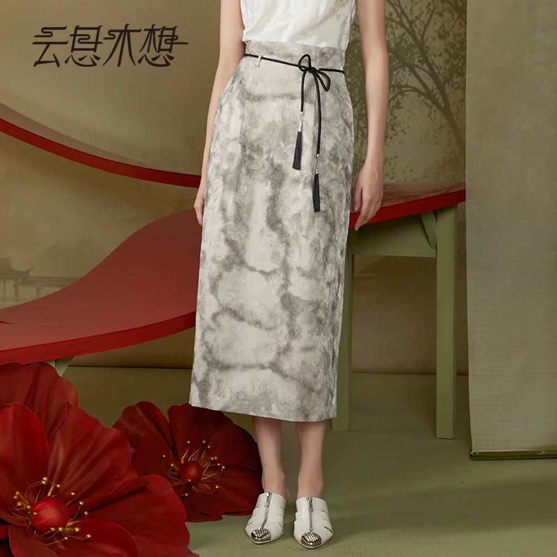 Ysimo-X云思木想新中式2024夏季新款吊穗腰绳女装半身裙11866