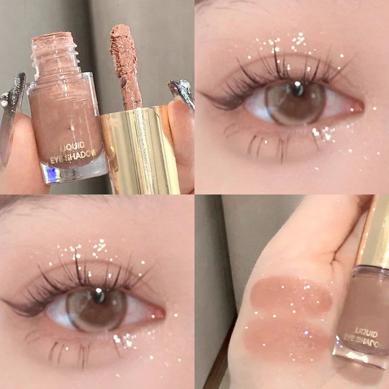 网红爆款超火烤奶茶色液体眼影细闪素颜打底雾感自然哑光日常单色