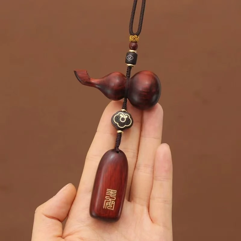 檀葫芦汽车挂件平安吉祥如意无事牌后视镜高级感车载内饰车载挂件