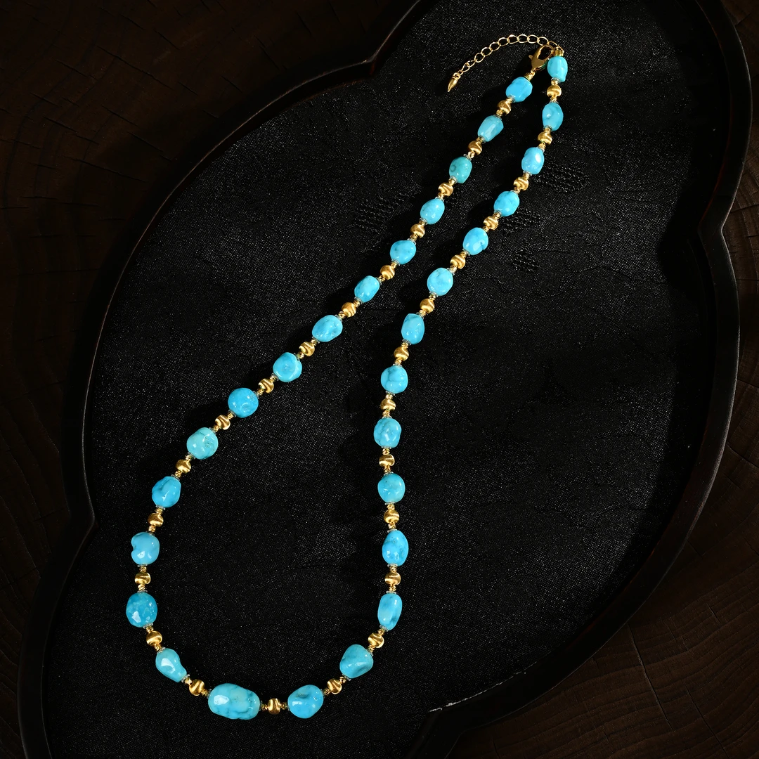 【熊总夫妇】绿松石美松随形猫眼珠diy项链