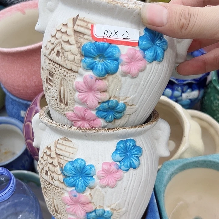 多肉绿植陶瓷花盆9.9包邮，有孔