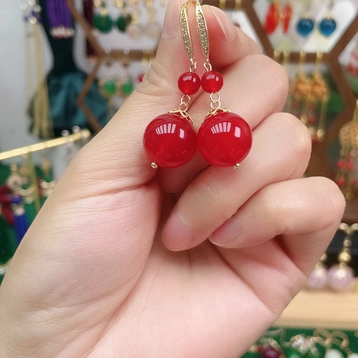 玛瑙/玉髓合金耳饰