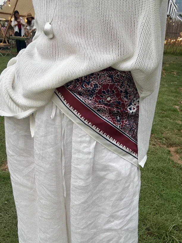 (念奴娇)多功能三角巾斜纹大方披肩卷边百搭必备