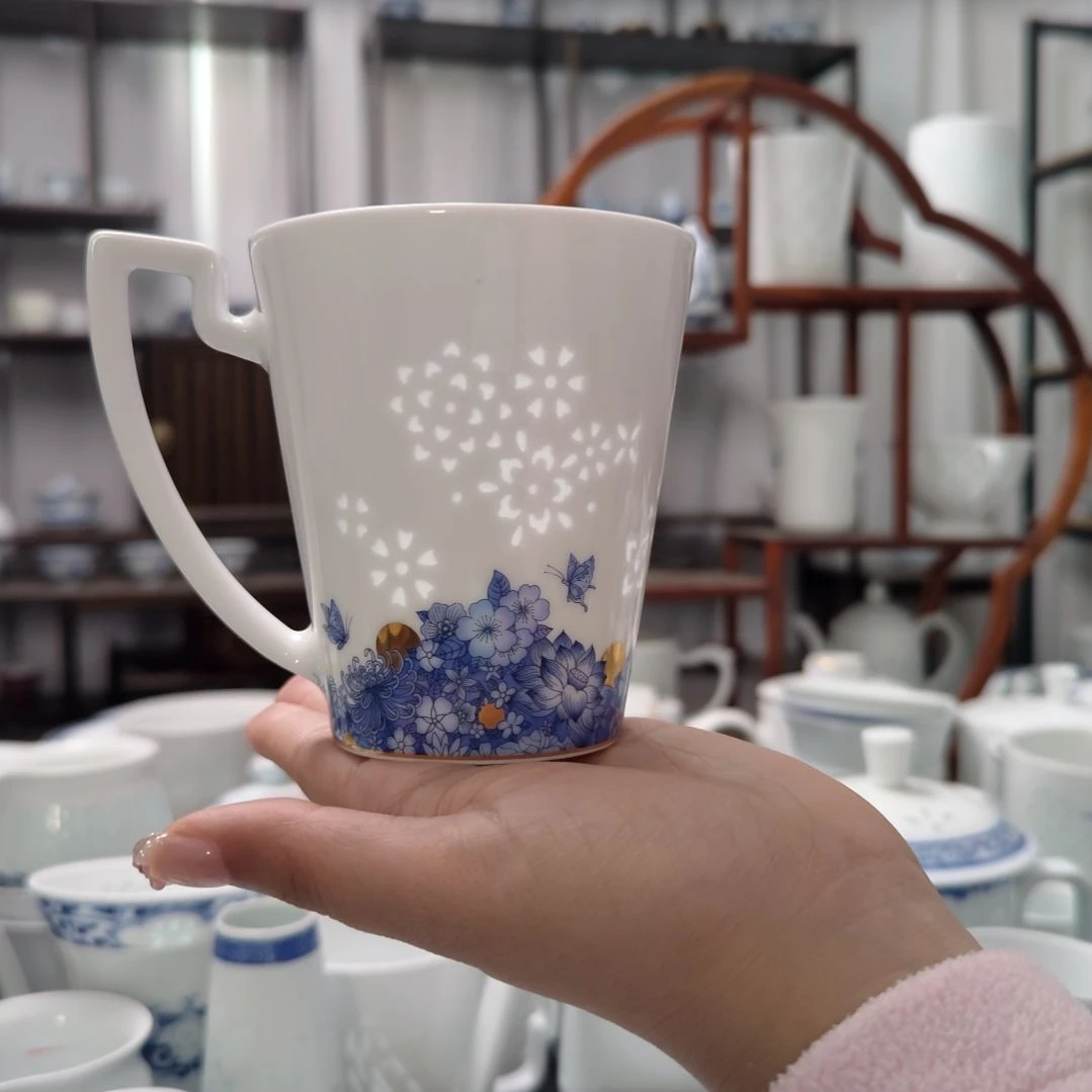 瓷花蔓马克杯一个景德镇