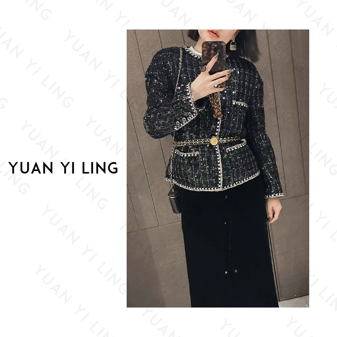 YUAN YI LING【独立设计师】亮片小香气质轻奢时尚上衣女外套秋3094