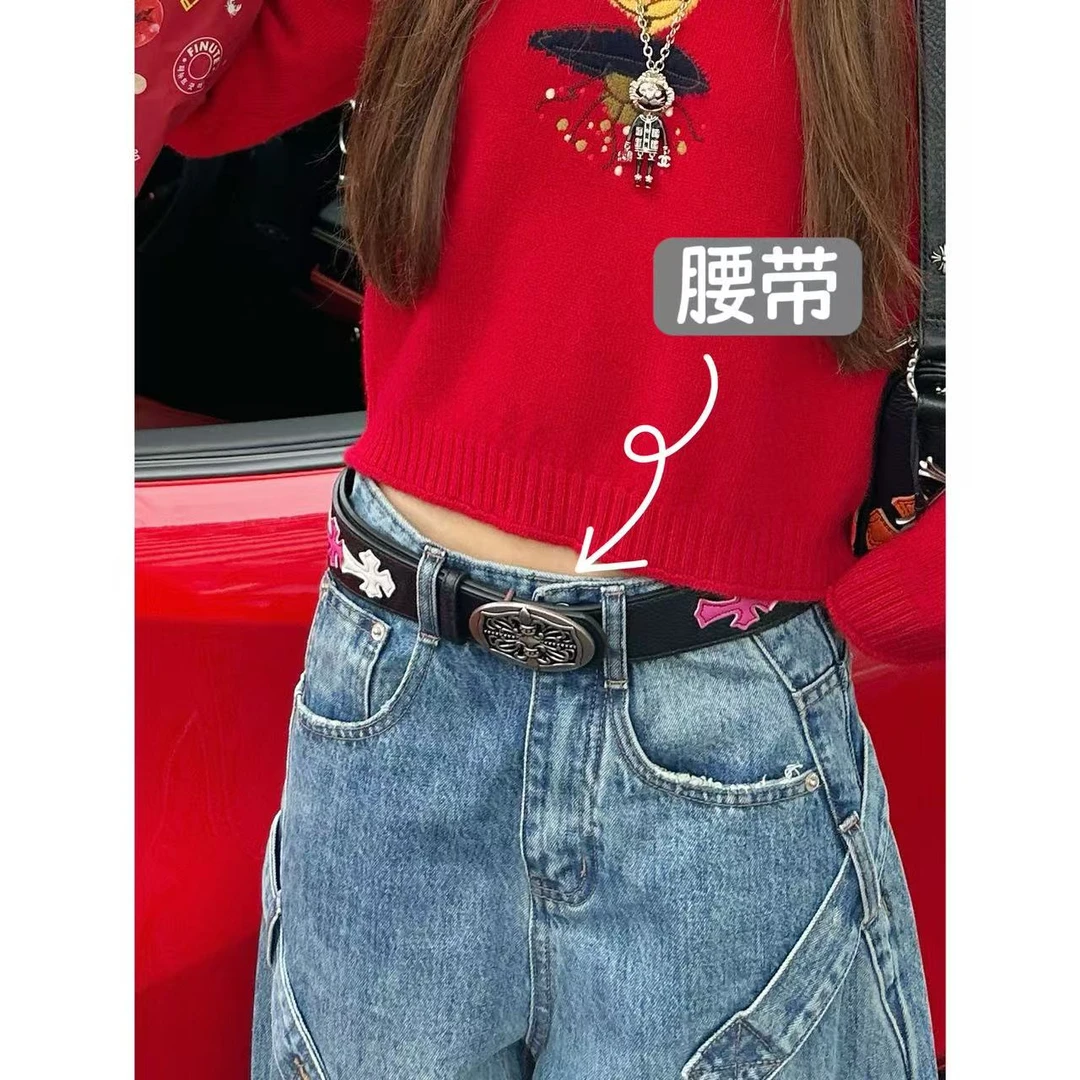 SG / 杨依姗 AW经典百搭 复古彩色十字拼皮腰带YD-20252102