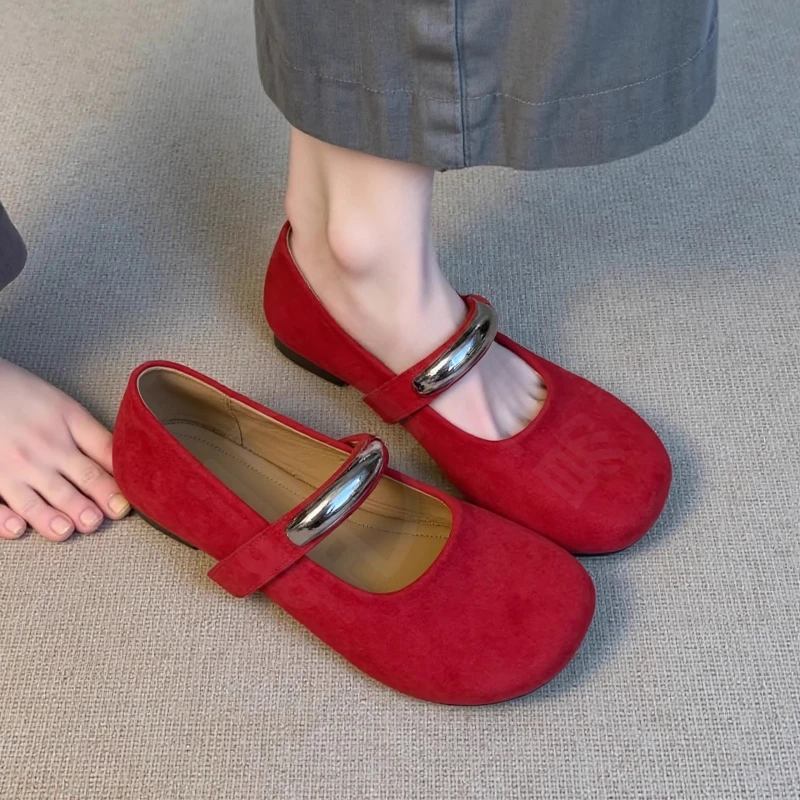 单鞋女款2025春季新款法式软底温柔金属扣玛丽珍鞋不累脚芭蕾舞鞋