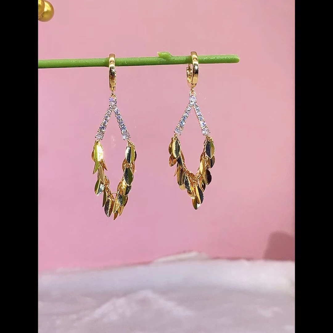 铜合金锆石耳饰 （128号）925银菱形吊坠气质女神时尚百搭设计