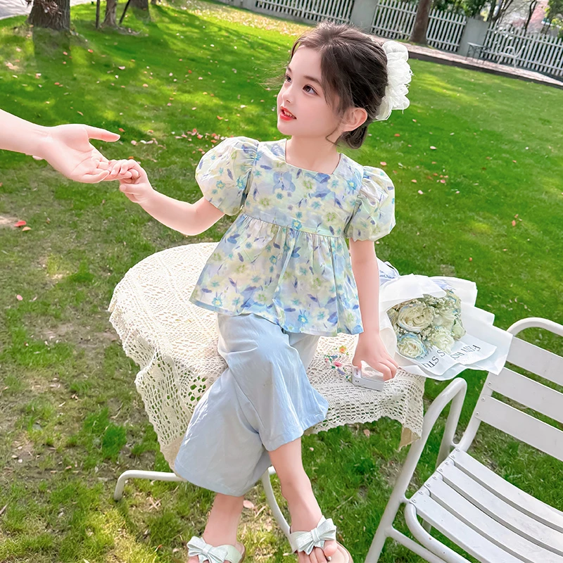 女童夏2025新款小女孩洋气时髦夏季薄款女宝宝女童休闲裤夏季套装