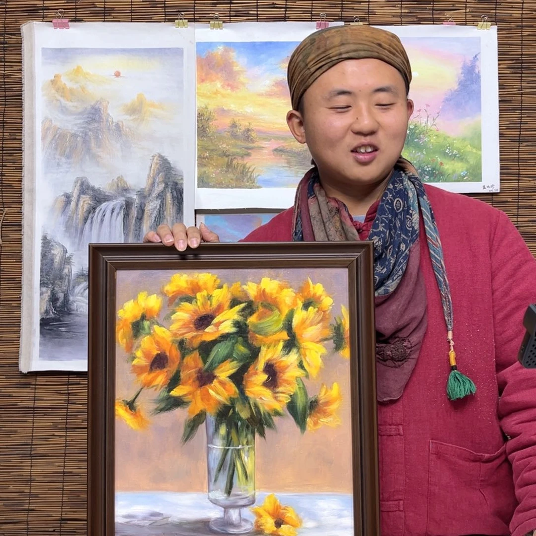 油画行路人小院绘画作品竞拍