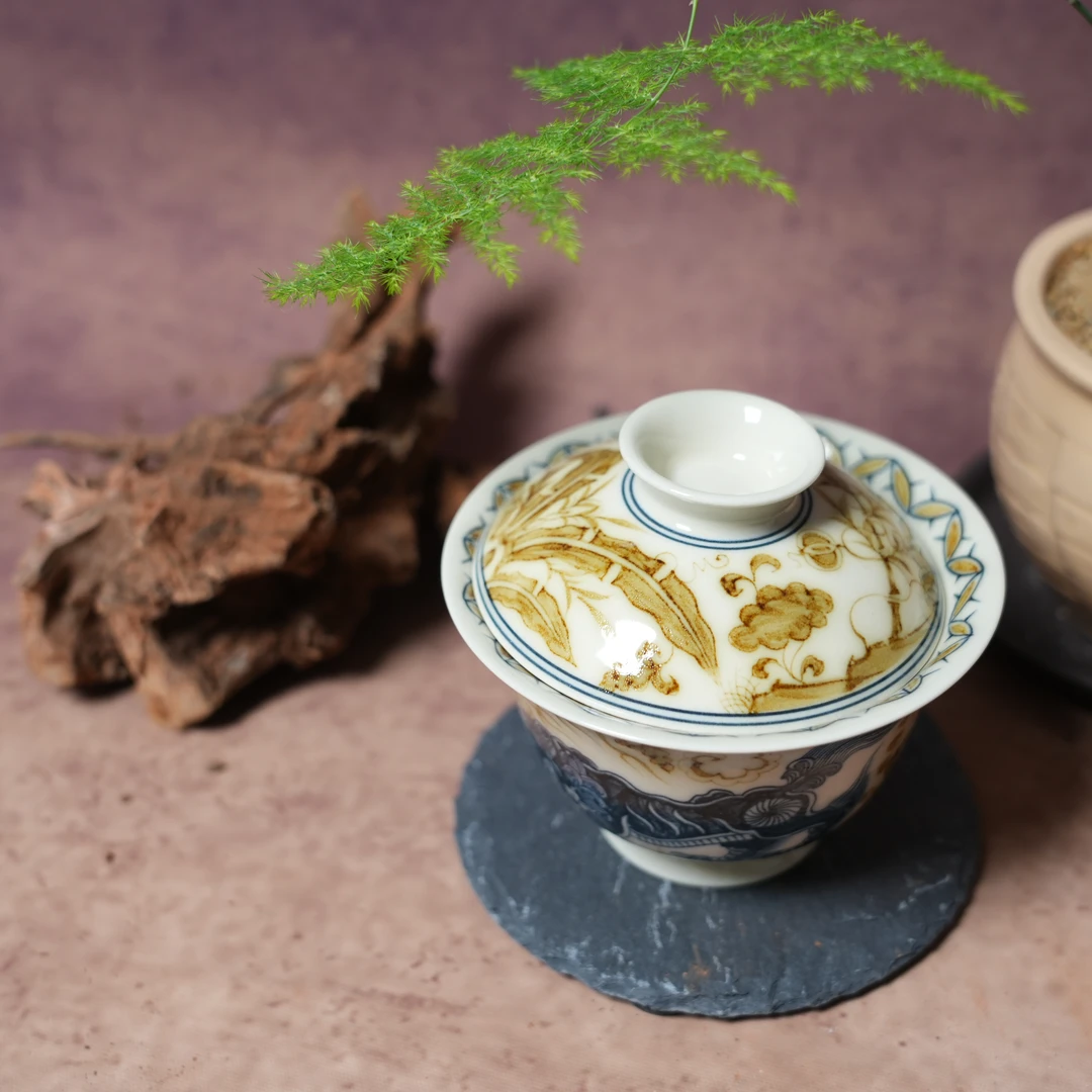 景德镇陶瓷-成龙釉里金事事如意盖碗