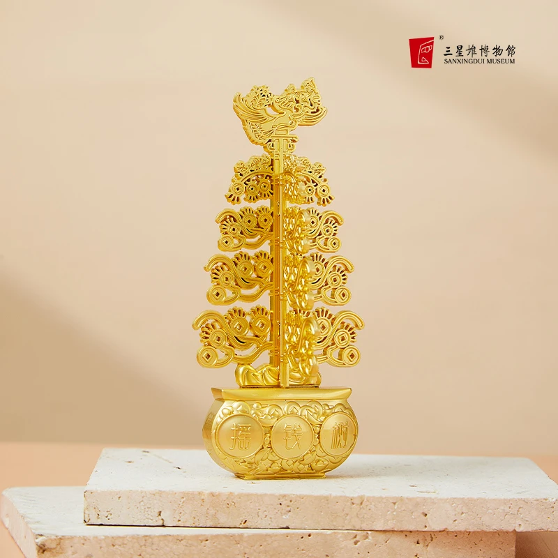 三星堆博物馆文创摇钱树聚宝盆冰箱贴多功能装饰磁吸青铜神树摆件