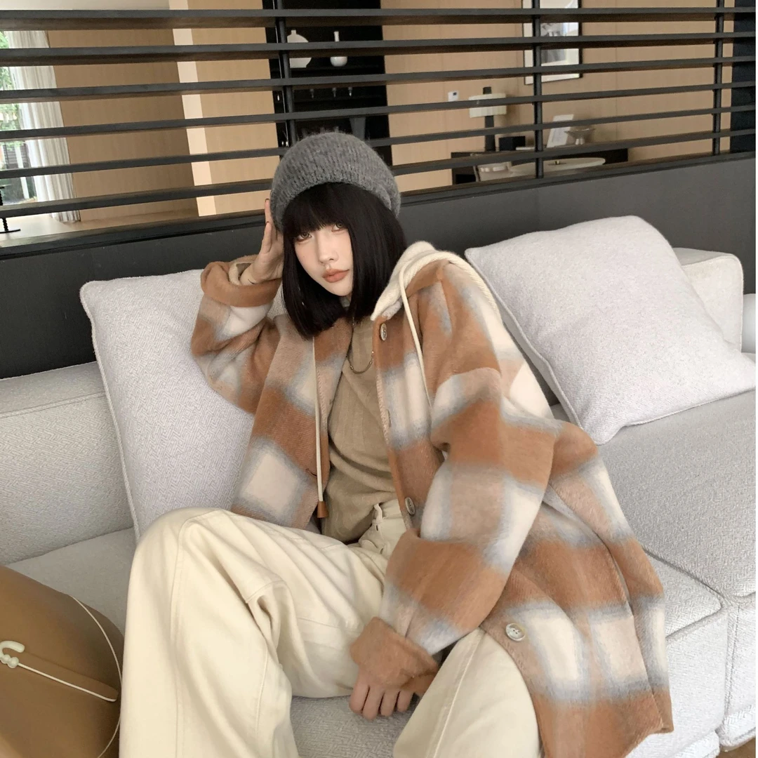 BRM(落日余晖)设计师款撞色可拆卸毛呢大衣中性风9012