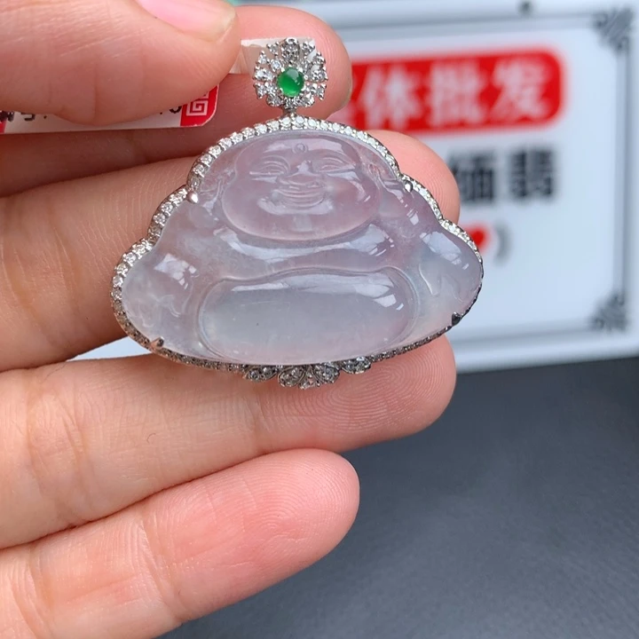 吊坠(不含链)18K金镶嵌翡翠