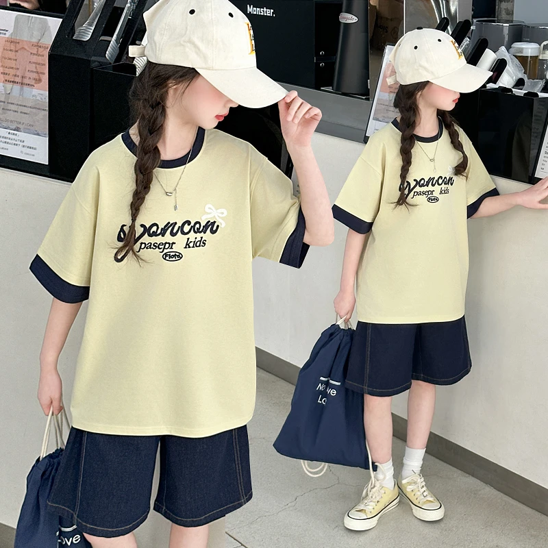 女童夏装套装2025新款6-12岁15岁中大童洋气潮流休闲小学生两件套
