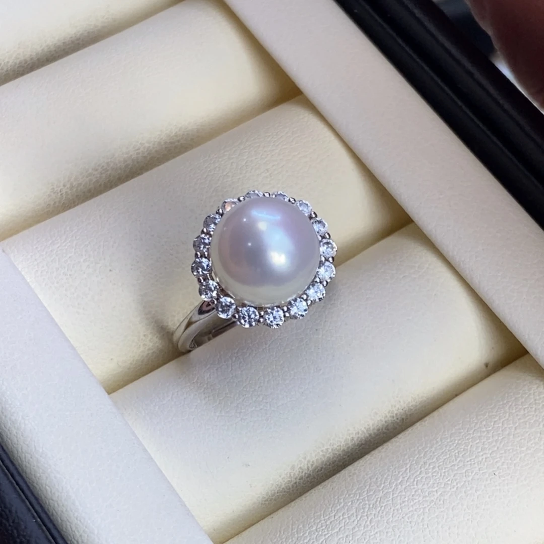 戒指银S925镶嵌淡水珍珠