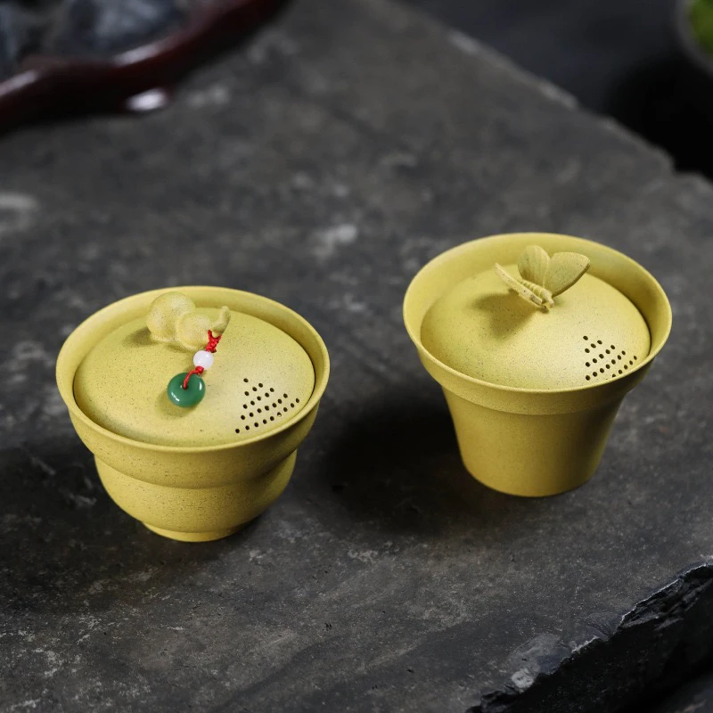 原矿紫砂两才盖碗可养手工复古泡茶功夫茶具100cc（链接单只价格）