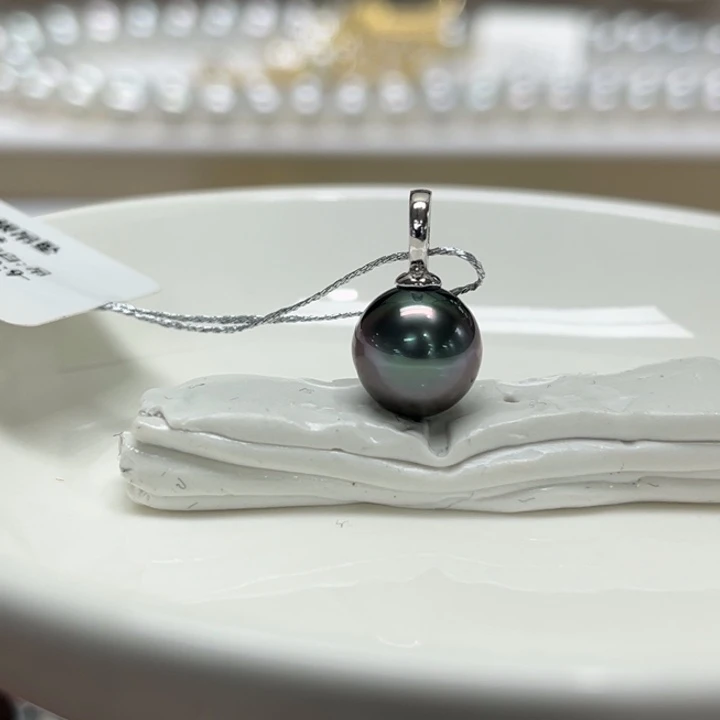 银S925镶嵌吊坠(不含链)海水珍珠9-10m 108号