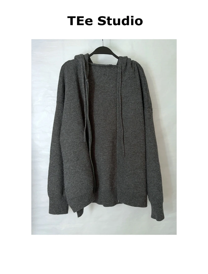 TEe Studio 针织连帽宽松毛衣外套