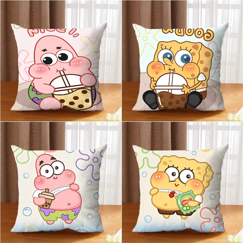 海绵宝宝派大星抱枕套可爱卡通靠垫卧室靠枕办公室腰枕车载靠背