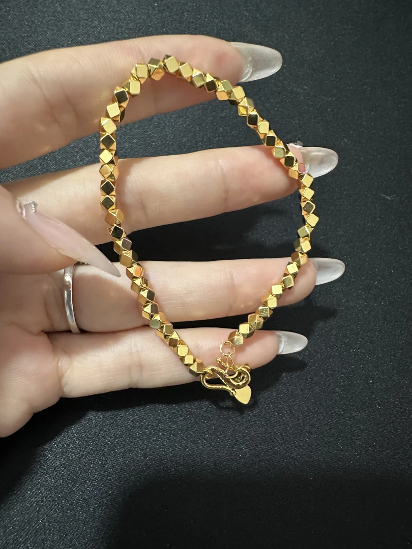 999足金黄金手链女新款古法黄金纯金镯子生日礼物7.7克