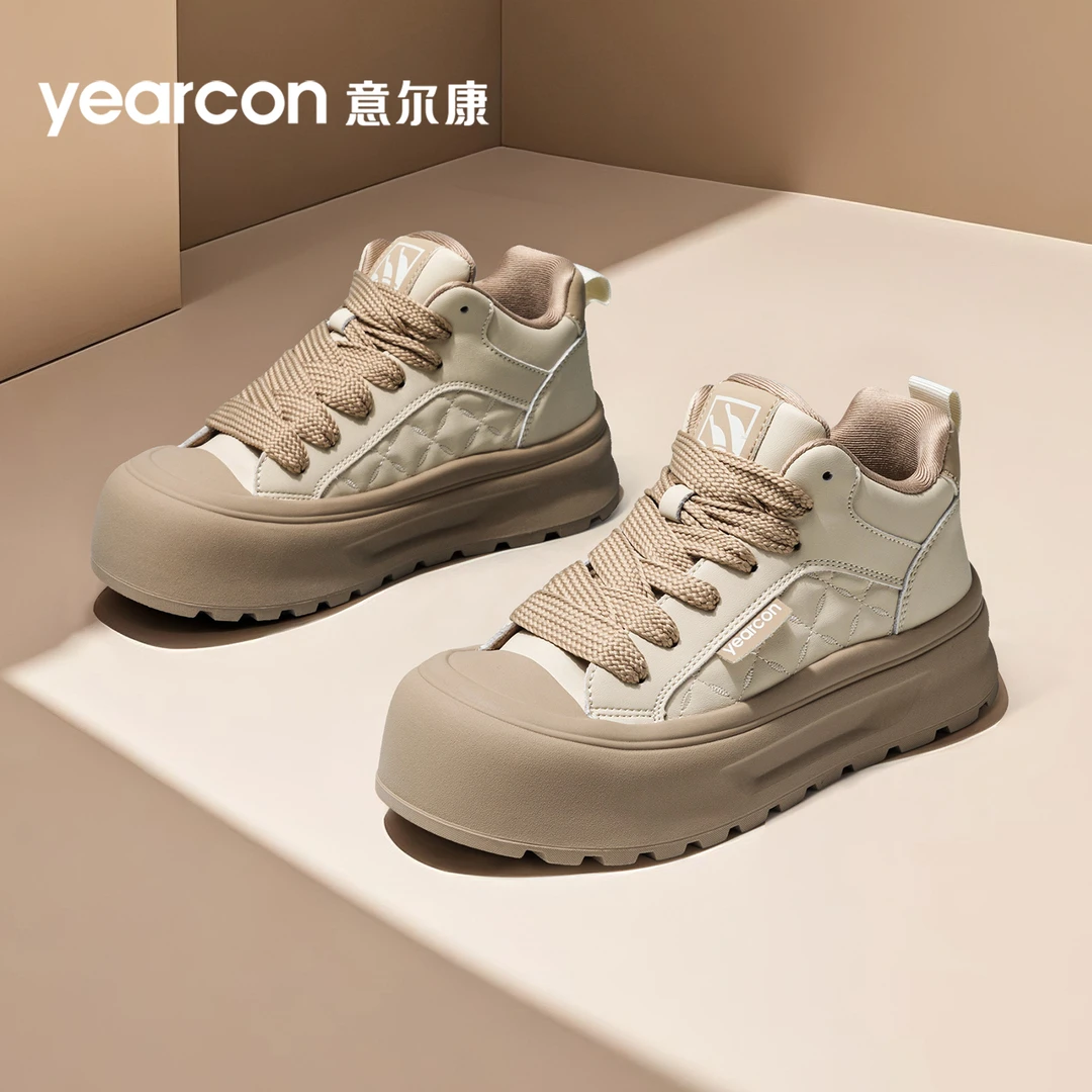 意尔康女鞋秋冬季2025新款女士潮流时尚百搭厚底增高爆款运动板鞋