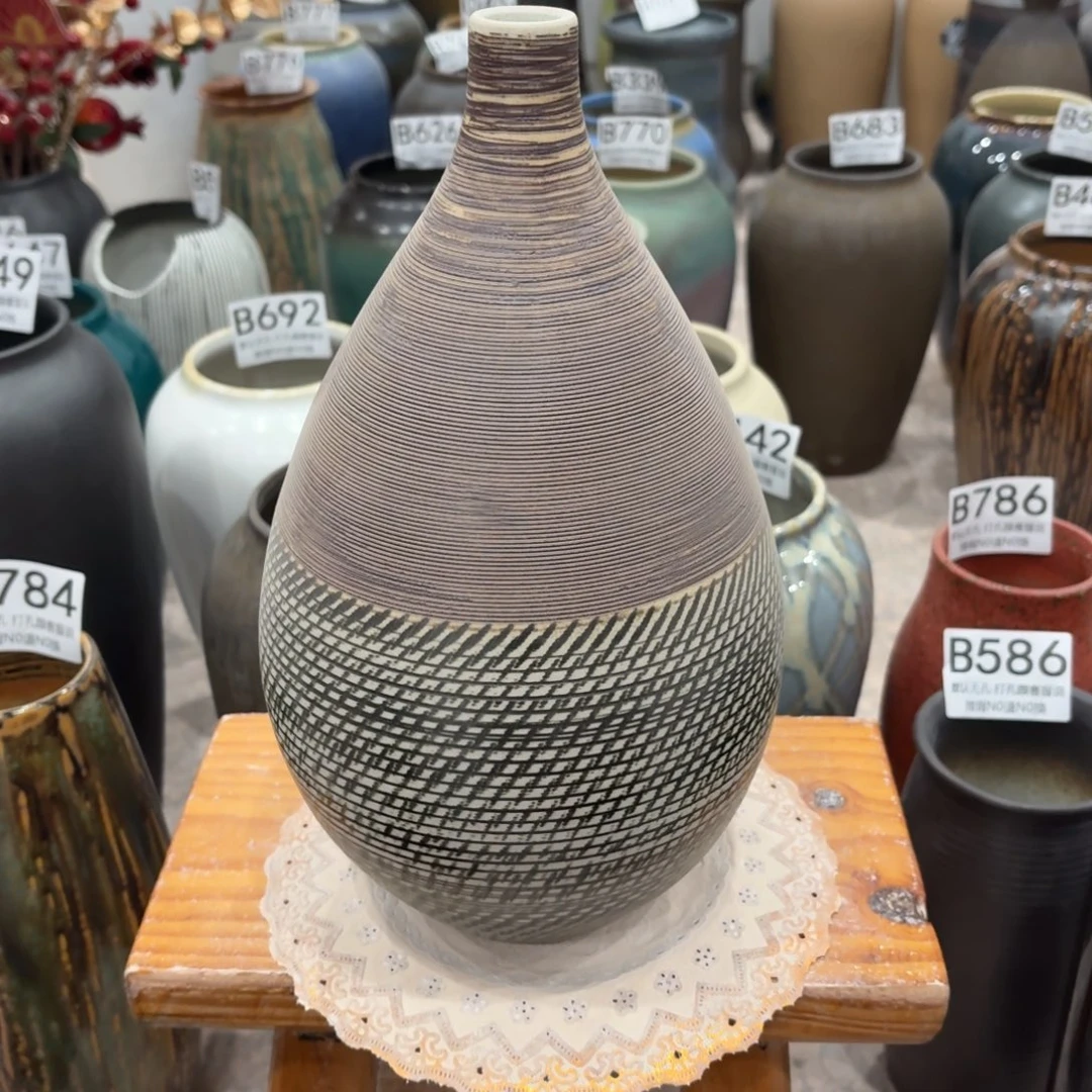 摆件落****家景镇镇陶瓷花瓶高29口2