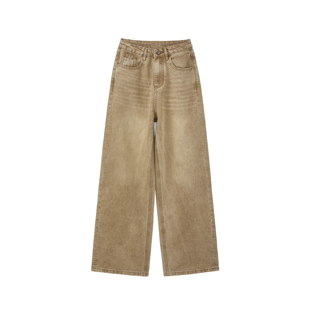 高腰直筒时尚百搭宽松牛仔裤-8988