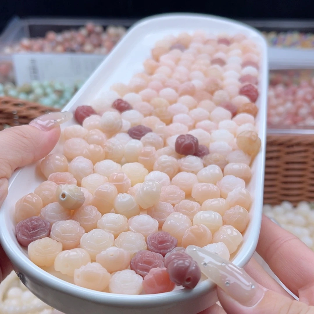 白玉菩提吊坠a微瑕12mm/10+10颗山茶花