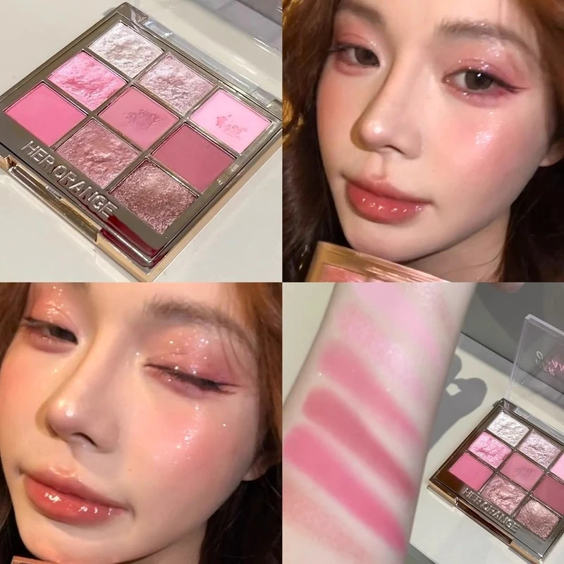 浪漫粉雾梦境~爆闪奢贵9色眼影盘大地色蓝色粉棕百搭细腻学生平价