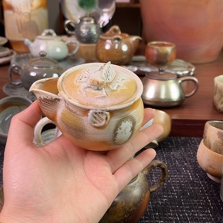 柴烧高白泥宝瓶手抓