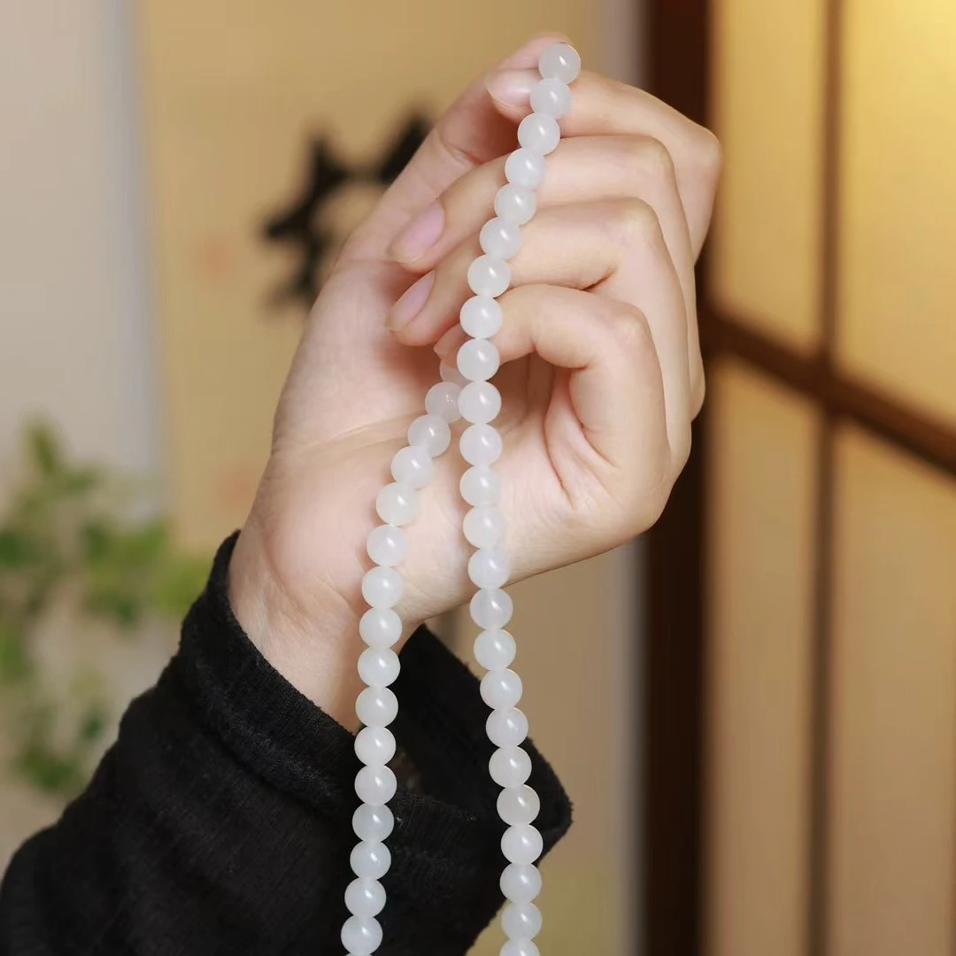 【尚狮珠宝】天然和田玉冰羊脂白玉项链妈妈链