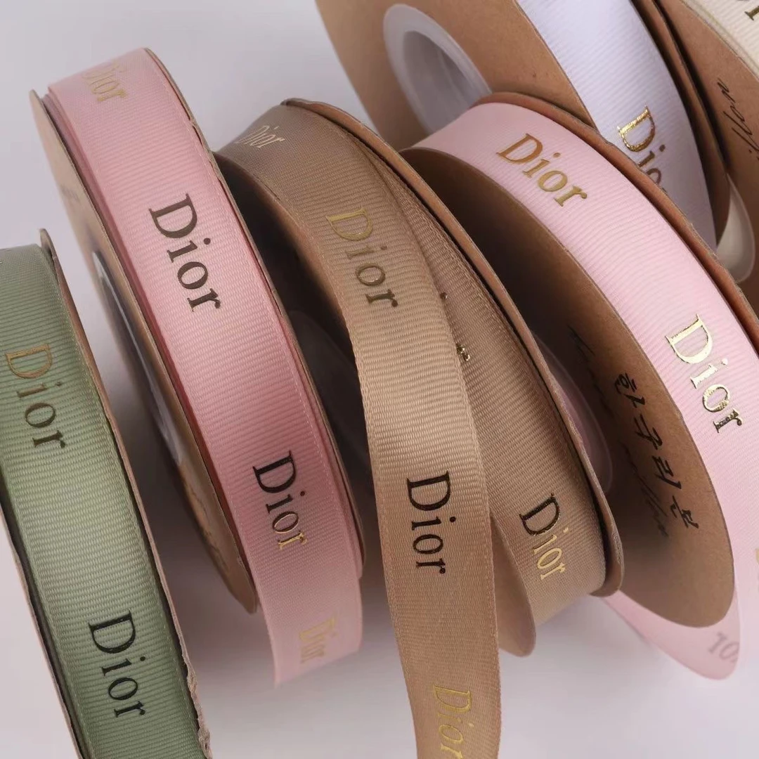 烫金螺纹印花英文丝带高级轻奢鲜花包装彩带花艺蝴蝶结绑花束缎带